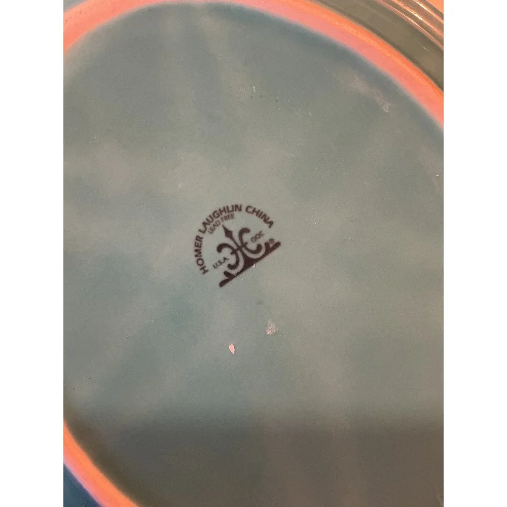 Homer Laughlin Turquoise Teal Oval Platter 9.5 Inch Ceramic Serving Plate